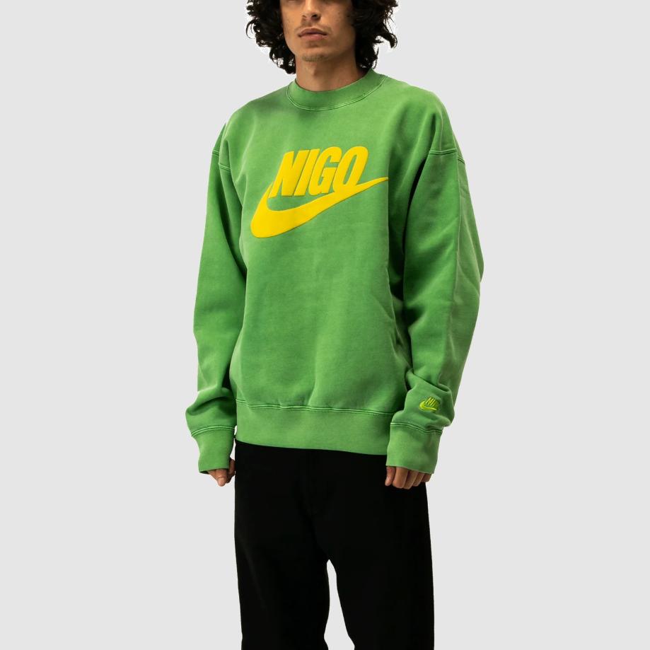 Nike X Nigo NRG Fleece Crew Sweatshirt Green Unisex Streetwear FV5941-310