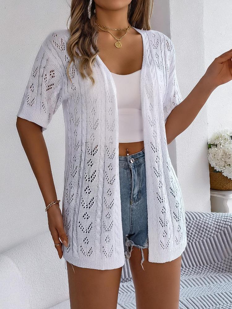 Dámský letní ležérní svetr s krátkým rukávem, háčkovaný, s výřezy, ochranný proti slunci, oblečení na dovolenou, dámská móda