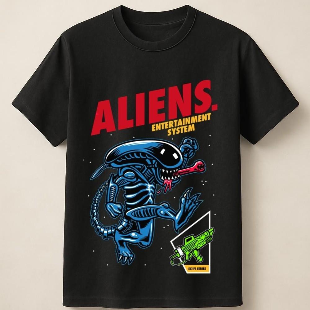 Classic Aliens Game Parody Retro Sci Fi Arcade Style Unisex T Shirt Unisex T-Shirt XXXXL