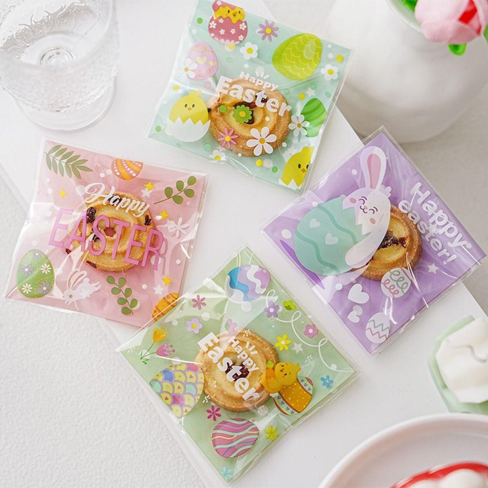 

100Pcs Multicolor Easter Candy Bag Cartoon Gift Snack Packaging Bags Wrapping Bag Party Supplies 03
