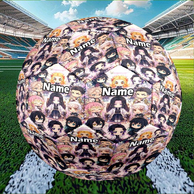 Custom Name Personalized Demon Slayer Print Size 5 Soccer Ball Training & Match Football, for Team, Kicking, Gift for Football Enthusiasts