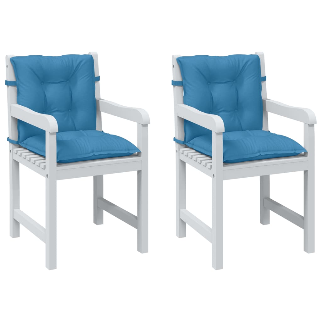Low Back Chair Cushions Set of 2 Melange Blue 100 X 50 X 7 Cm Fabric