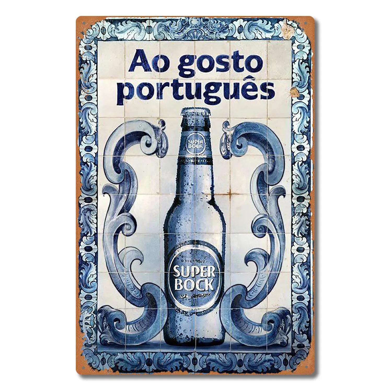 

Vintage Racing Series Metal Tin Sign Super Bock Ao Gosto Portugues Illustration Rustic Wall Decor for Home Pub Bar Funny R 20x30cm