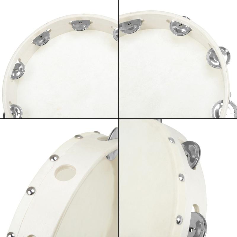 10in Interactive Wood Hand Drum Sheepskin Tambourine Percussion Instrument Toy for Kids Music Education Fun Instrument