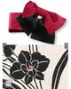 Japanese Kimono Yukata Set Women Narcissus Floral Cream Black Plum Kyoto JP