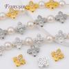 2/4pcs 18K Gold Plated Zircon Flower Beads For Creating Jewelry Making,Metal Separator Beads,DIY Bracelets Necklaces Accessories