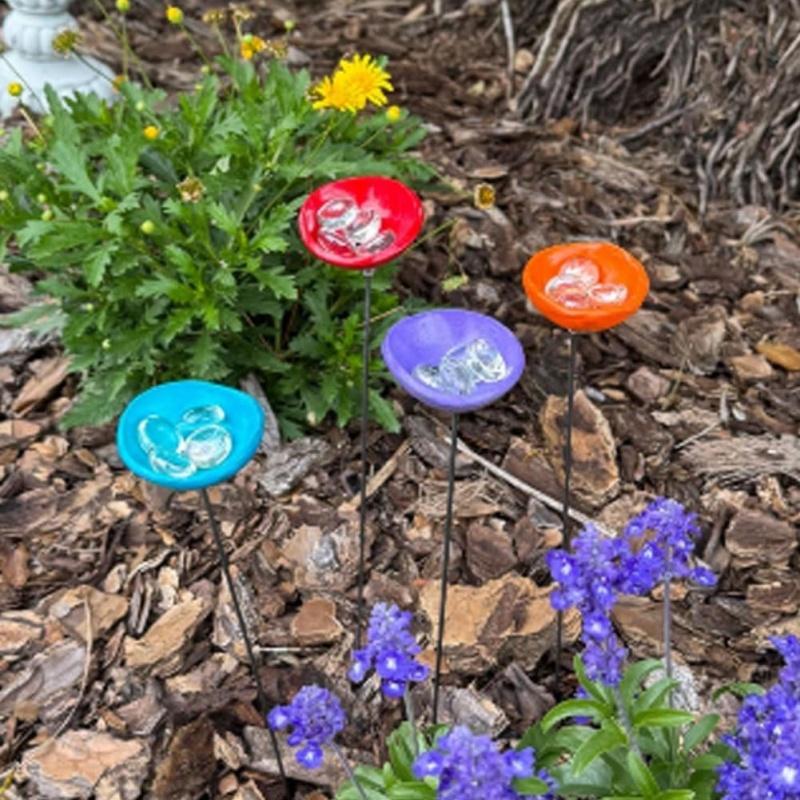 Bee Watering Cup Station Insect Butterfly Drinking Cup with Marbles Garden Decor