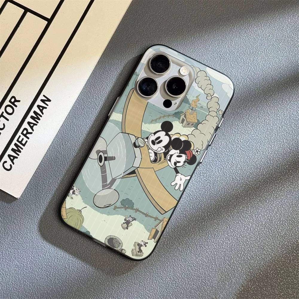 M-Minnie M-Mickey For iPhone 16 15 14 13 12 11 17 Pro Max Plus Wave Corrugated Phone Case Anti Drop Cover