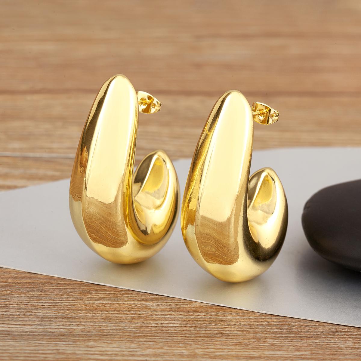 

Nidin New Trendy S/M/L Size Waterdrop Shape Stud Earrings For Women Irregular Geometric Copper Ear Jewelry Wedding Party Gifts