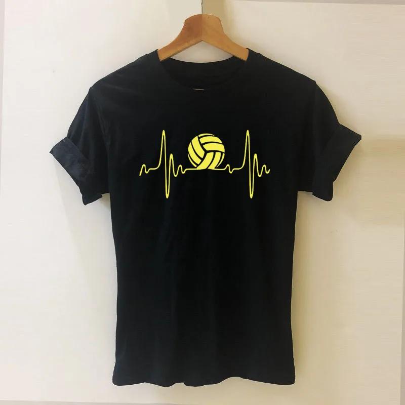 Heartbeat Volleyballs Harajuku T Shirt Funny Tshirt Women Clothing Casual Short Sleeve Tops Tees