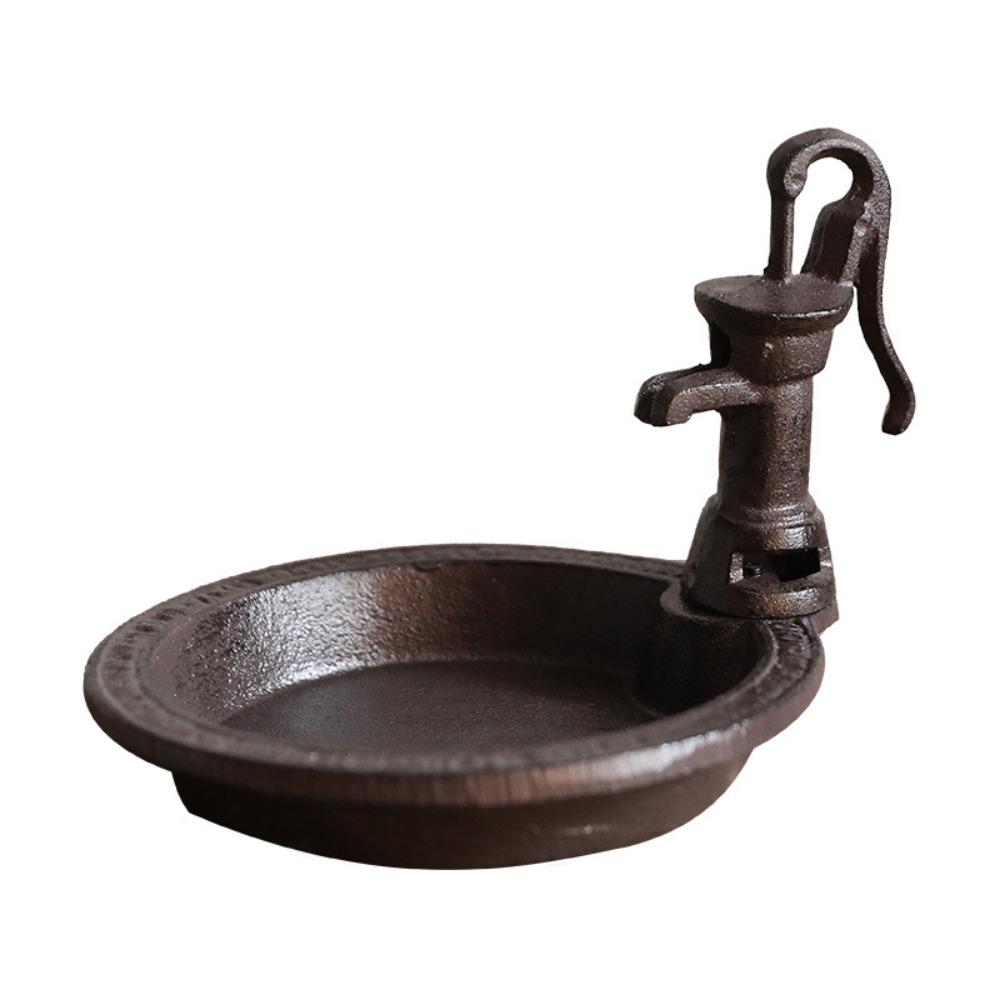 

Cast Iron Bird Feeder Water Pump Shape Storage Plate Creative Candle Holder Gift 8.27x5.51in