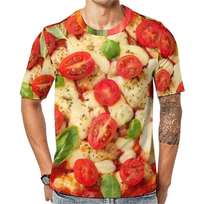 Läckra Mat Pizza Tryck T-shirts Rolig Gåva Street T-shirts Daglig Casual Harajuku Kortärmad Herr T-shirts