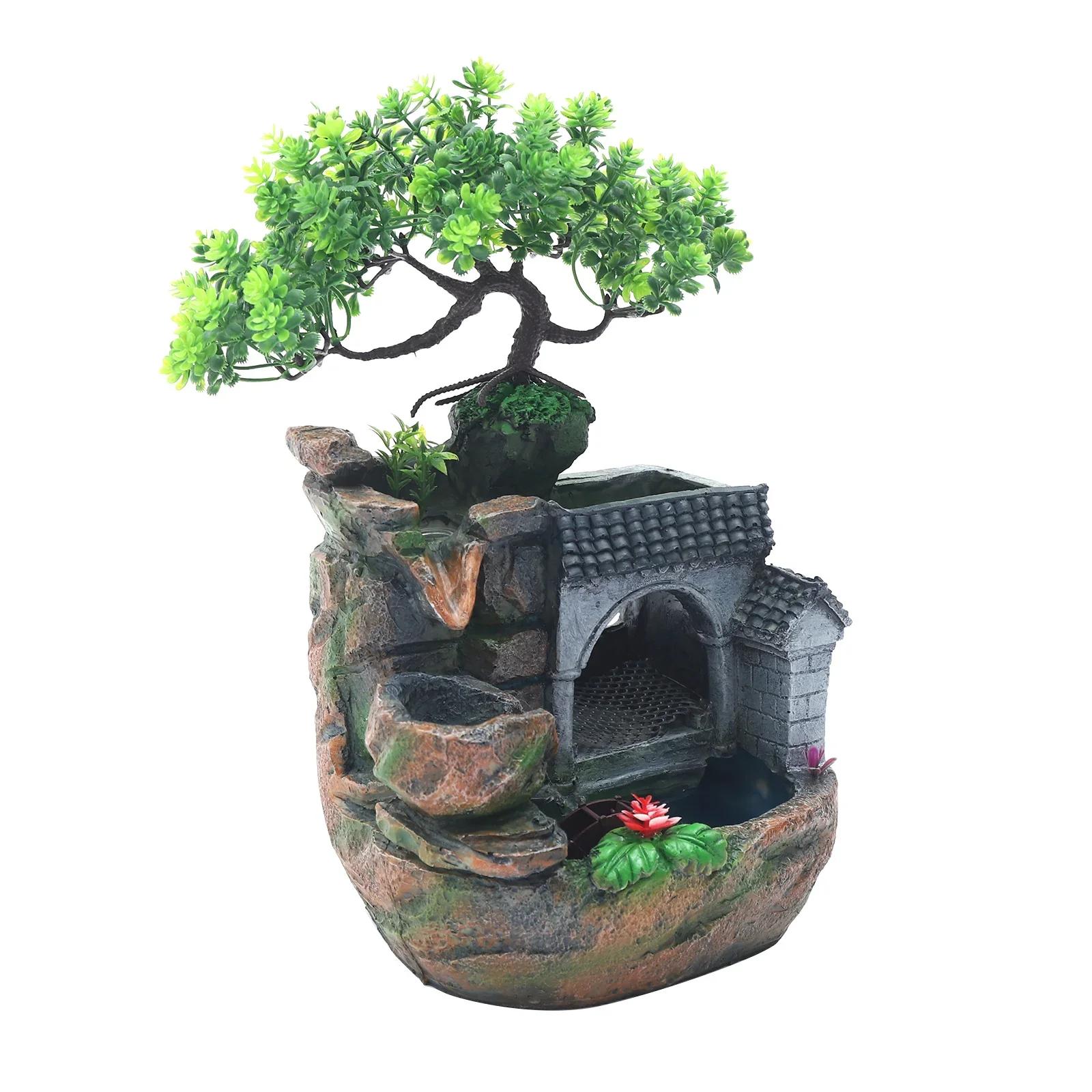 

Tabletop Fountain Indoor Waterfall Fountain Rock Waterfall Indoor Fountain with LED Lights Desk Fountain for Home Office Decor разноцветный