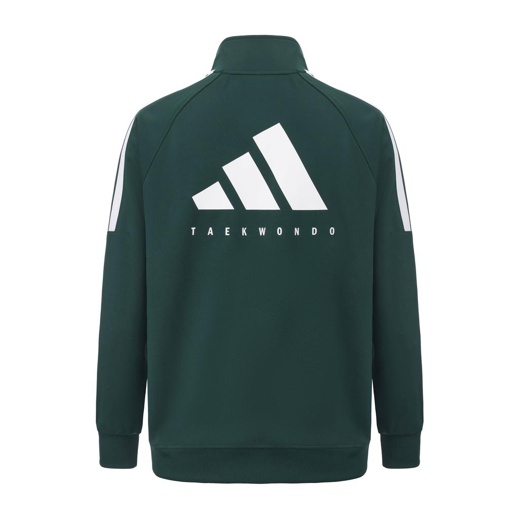 adidas Jackets Unisex Dark Green White Stripes Stand Collar Moderate