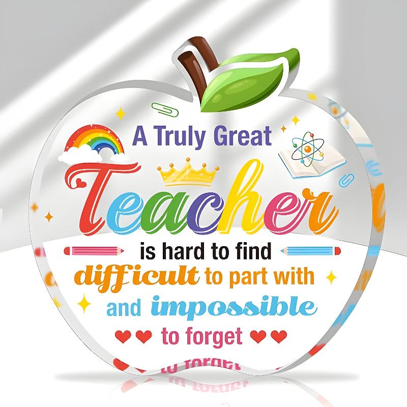 

1pc Teacher Appreciation Gift Keepsake with Bag, Hard-to-Find Great Teacher Acrylic Plaque Sign Keepsake, Teacher Gift Desktop Sign 10*10cm