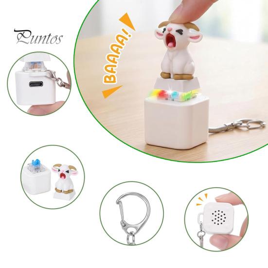 Animal Push Button Toy 1/2/3Pcs Screaming Goat Keyboard Fidget Toy, Rechargeable Sheep Finger Clicker Light-Up Keycap with Light Sound, Decompression
