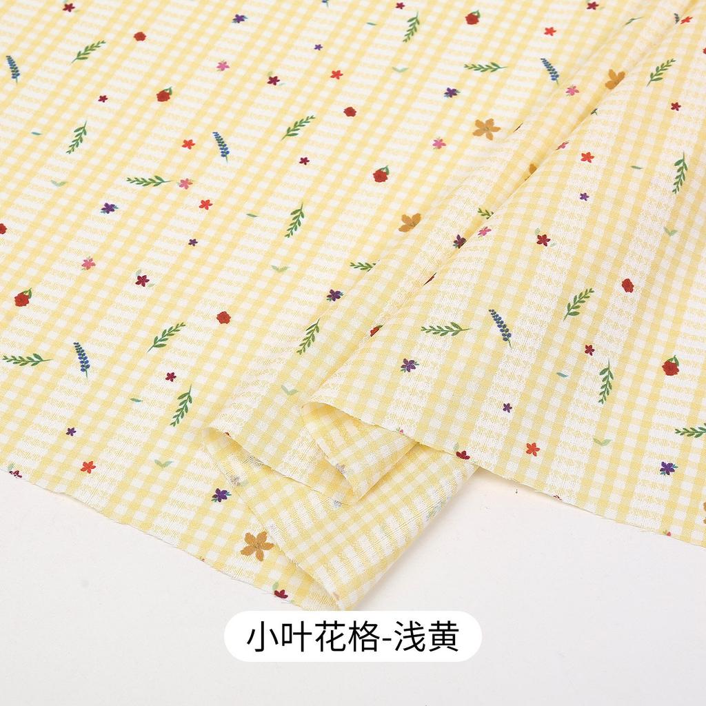 0.5m/1m/2m Grid Floral Printed Jacquard Fabric for Scene Decoration Dresses Curtains Tablecloths Handmade DIY Sewing Fabrics