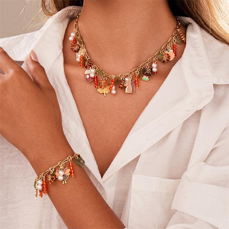 Christmas Elf Snowflake Pendant Chain With Geometric Zinc Alloy For Women