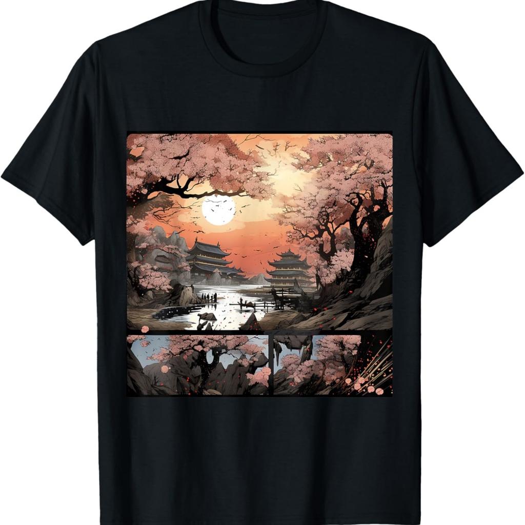 Tranquil Blossom Detailed Panels A Cherry Blossom Comic Epic T-Shirt