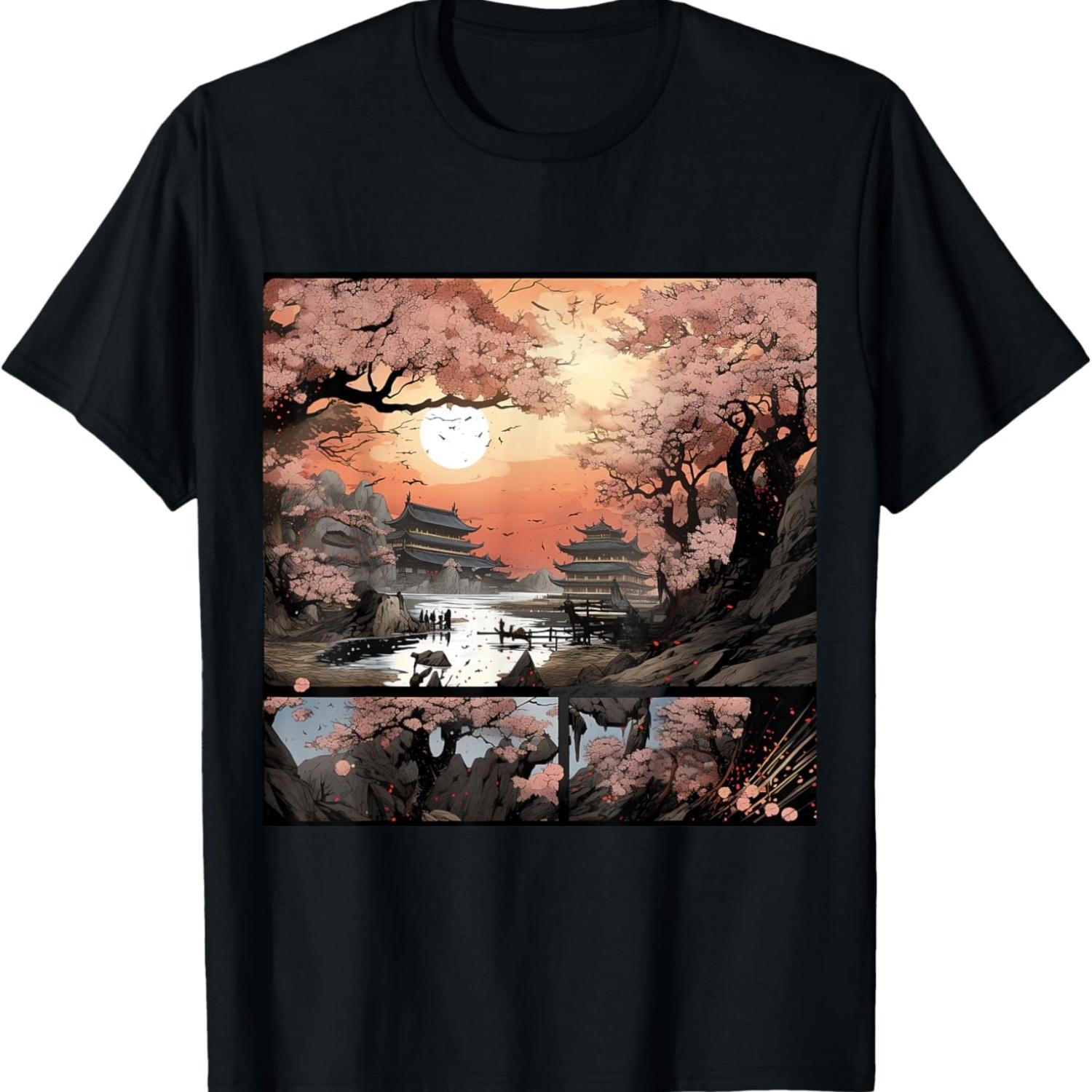 Tranquil Blossom Detailed Panels A Cherry Blossom Comic Epic T-Shirt S чёрный