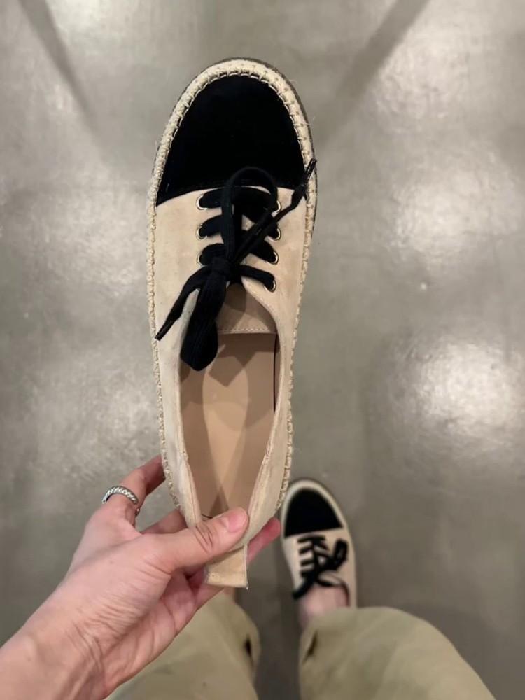 Lan Cabinet Edition~ French Xiaoxiangfeng One-pedal Fisherman Shoes Women's 2025 New Outwear Casual Fashion Lace-up Shoes