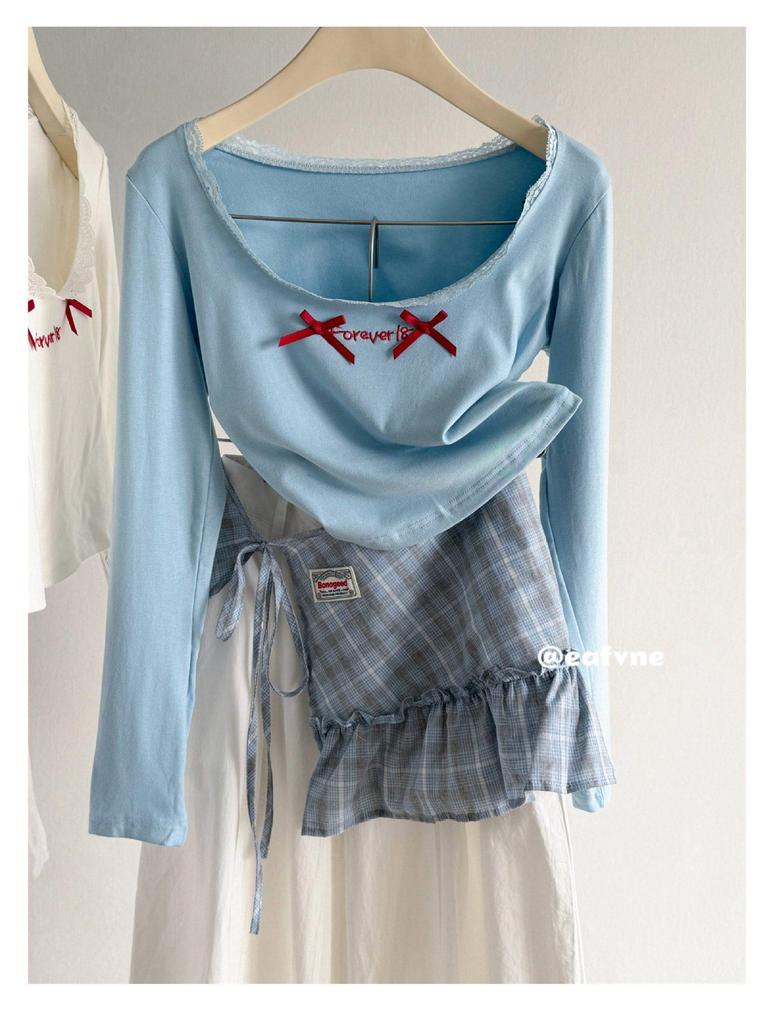 Korean Academy Style Plaid Ruffled High Waist Skirt