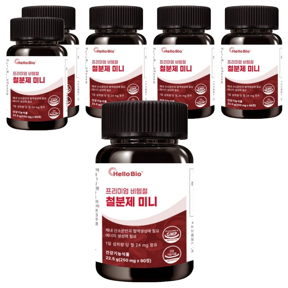 HelloBio Premium Non-Heme Iron Supplement Mini 6 pcs 90 Tablets