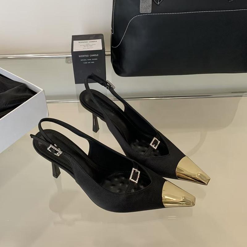 Fashion SUOJIALUN New Women Pumps Shoes Fashion Mix Color Ladies Eelgant Sandal Shoes Pointed Toe Thin High Heel Dress Slingback Shoes