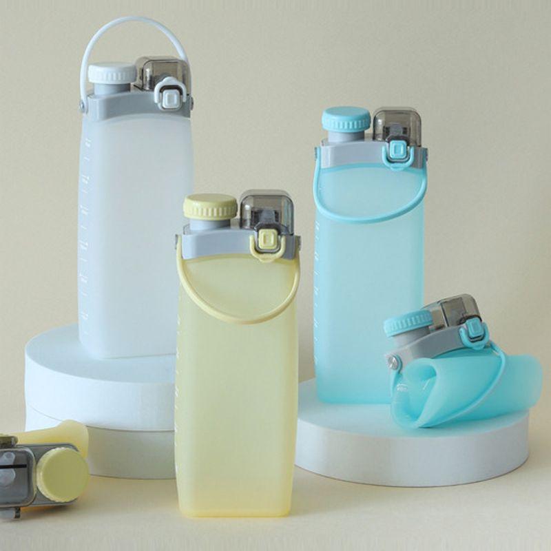 Reborn. J Mudita Platinum Silicone Water Bottle Foldable Roll-Up Tumbler 600ml / Portable Straw Tumbler