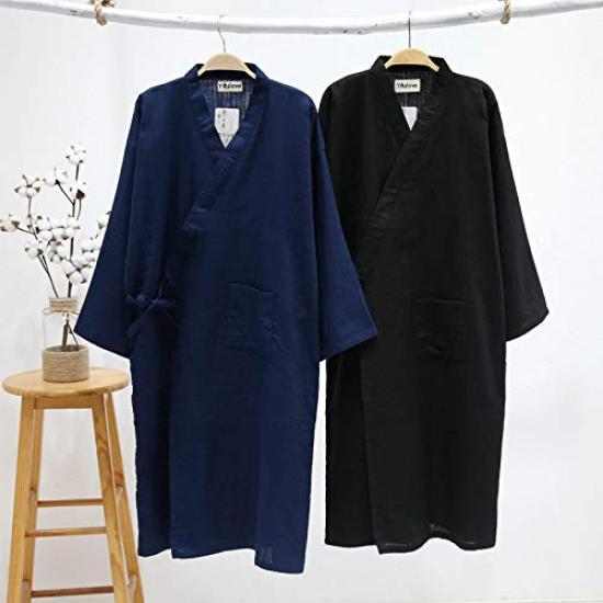 Midnight Diner Japansk front matchende rom Herrepyjamas, Jinbei, stil, ensfarget, stil, åpning, antrekk, bruk, stilig, ett stykke (M, blå)