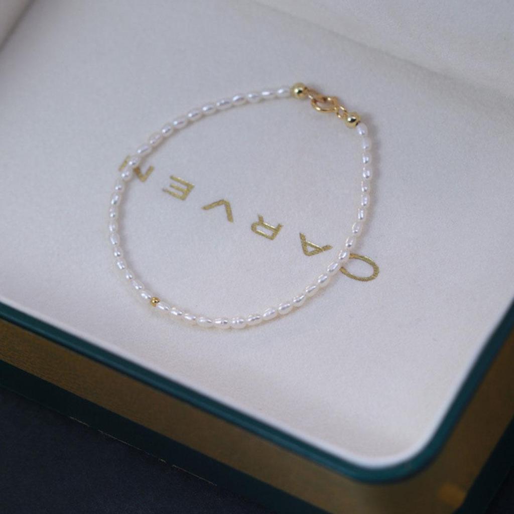 14k Gold-Filled Natural Freshwater Rice Pearl Bracelet for Women - Elegant, Light Luxury, New Trend In High-End Jewelry.