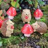7pcs Resin Animal Sculpture Cute Garden Miniatures Figurine Hedgehog Mushroom Statue  Courtyard