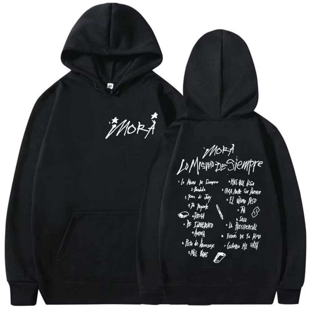 

Rapper Mora Lo Mismo De Siempre Tour Album Hoody Men Women Vintage Aesthetic Sweatshirt Oversized Hoodie Streetwear S
