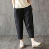 Women Plus Size Harem Cropped Pants Elastic Waist Cotton Linen Blend Loose Casual Summer Tapered Trousers