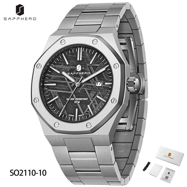 SAPPHERO Herrenuhr Edelstahlarmband Wasserabweisendes Design Automatischer Kalender Festliche Geschenke Exquisite Geschenkbox Uhr