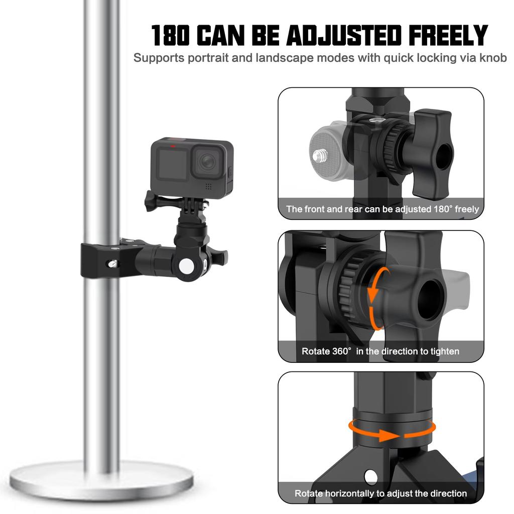 GP384 Motorcycle Handlebar Mount Action Camera Clamp Adapter Crab Plier Clip