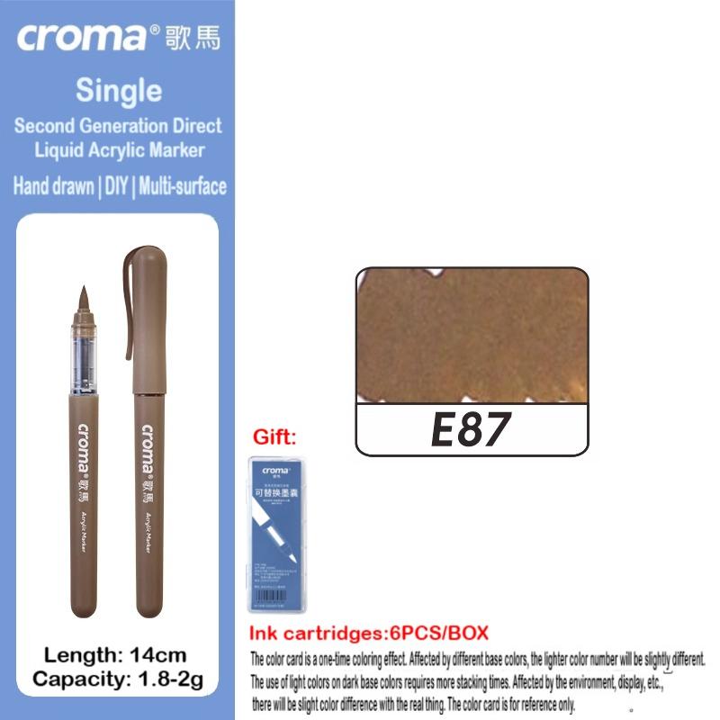 Croma 160/1 Farben Nachfüllbares Direktflüssig-Acrylmarker-Set mit Weicher Spitze, Waschbarer Aquarellpinsel Schulausstattung