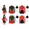 Damski Kostium Ringmaster Cosplay Bodystocking Color Blocking Długi Rękaw Frędzle Naramienniki z Kapeluszem Różdżką i Rękawiczkami na Halloween Magiczne Przedstawienie