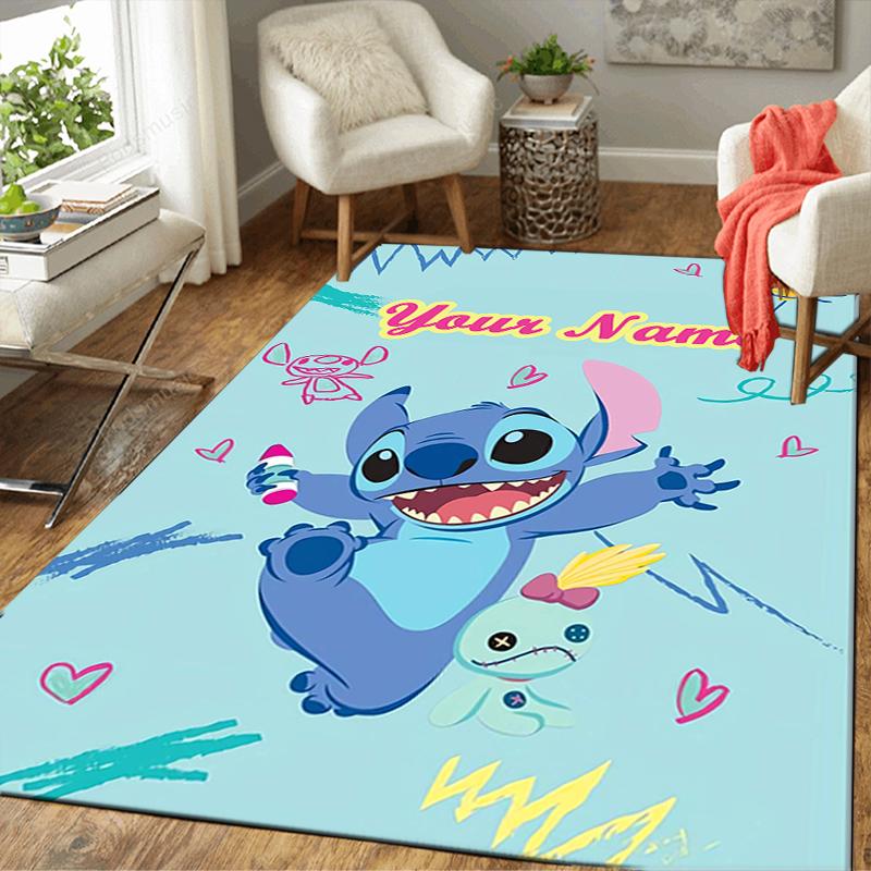 Custom 1Pc Lilo Stitch Adventure Rug Office Carpet Indoor Outdoor Entrance Doormat Nonslip Soft And Comfortable Living Room D916267
