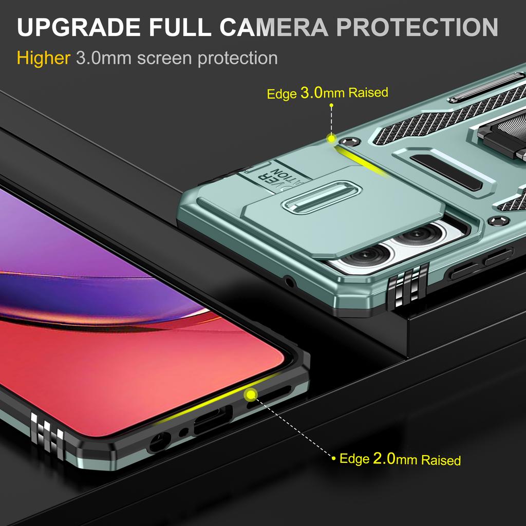 Armor Series For Motorola Moto G84 5G Case Slide Lens Lid PC+TPU Kickstand Phone Cover