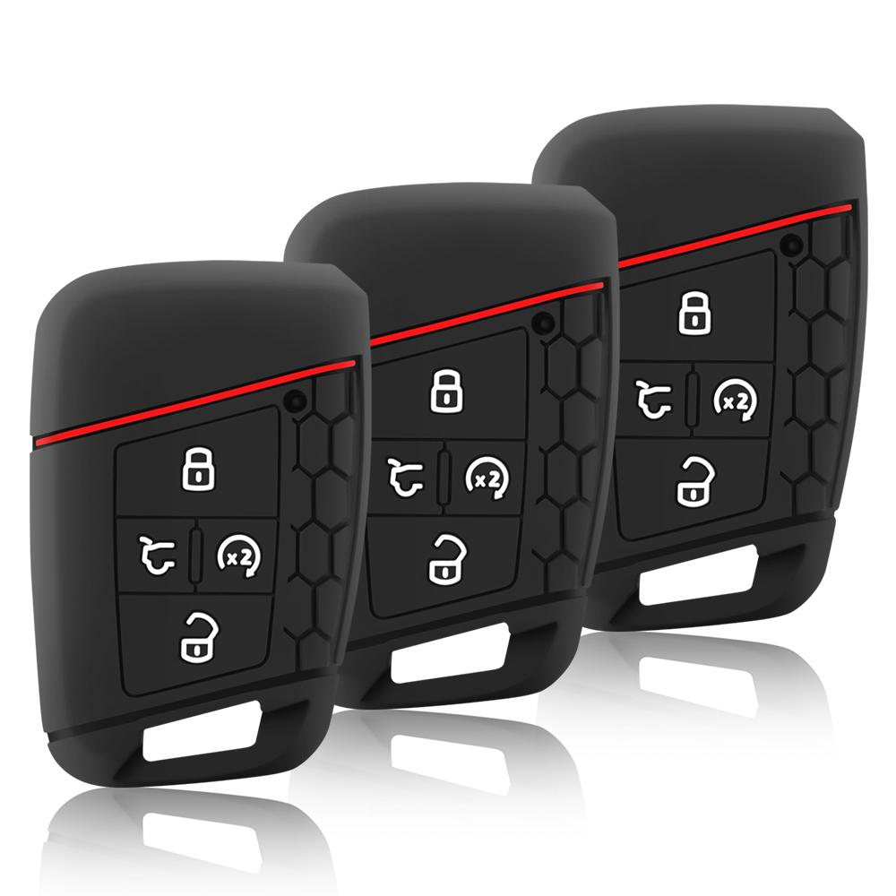 Silikon-Autoschlüsselgehäuseabdeckung für VW 2018 Atlas Tiguan Golf 7 Magotan 4-Tasten-Ersatz-Smart-Keyless-Halter