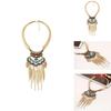 Vintage Gold Leaf Pendant Necklace With Tassel For Boho Fashion And Casual Wear
