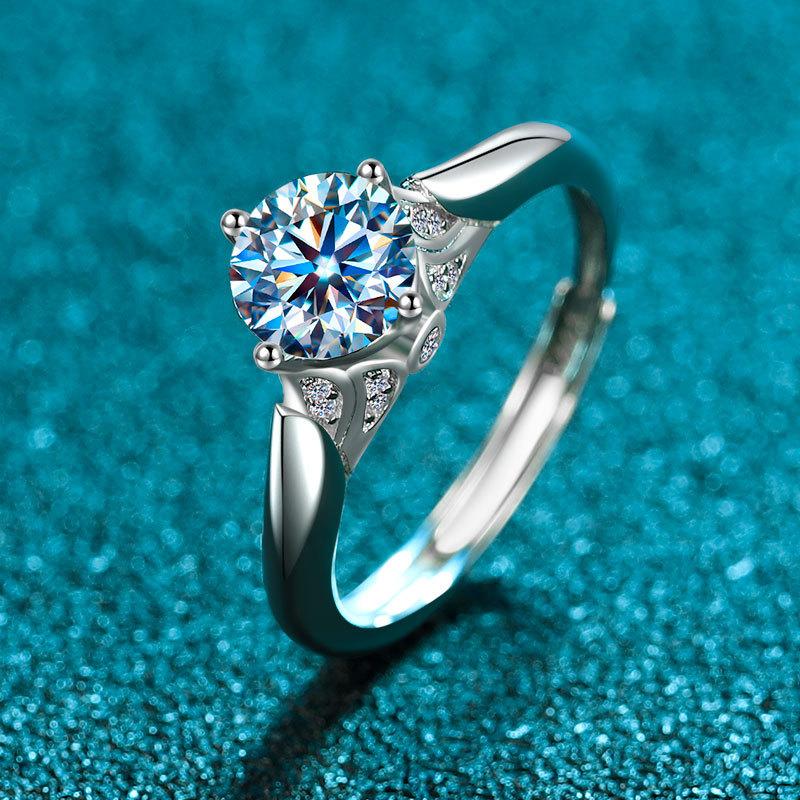 

Кольцо для коронации из серебра 925 пробы, простое женское кольцо с четырьмя когтями, индивидуальное модное кольцо opening adjustable