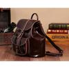 Genuine Waxed Leather Drawstring Women Backpacks Flap Ladies Travel Bag Stylish Korean Girl's School Bags