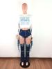 Women's Fashion Ripped Rhinestone Tassel Hip-Lifting Jeans