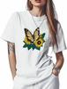 T Shirts for Women Graphic Tees Yellow Sunflower Crew Neck Short Sleeve Shirts for Women Butterfly Casual T-Shirt