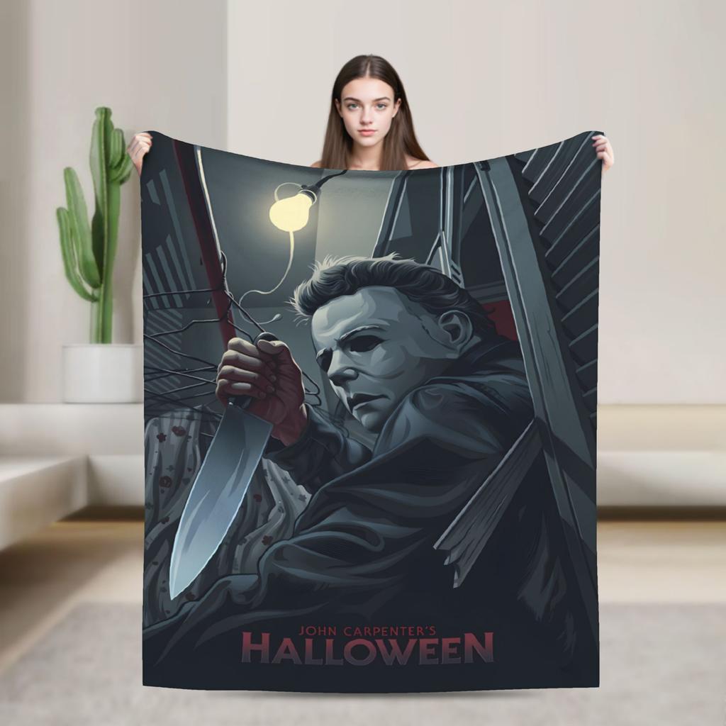 Halloween Michaels Myersed Warm Soft Blanket Decorative Plush Throw Blanket Print Couch Chair Flannel Bedspread Sofa Bed Cover