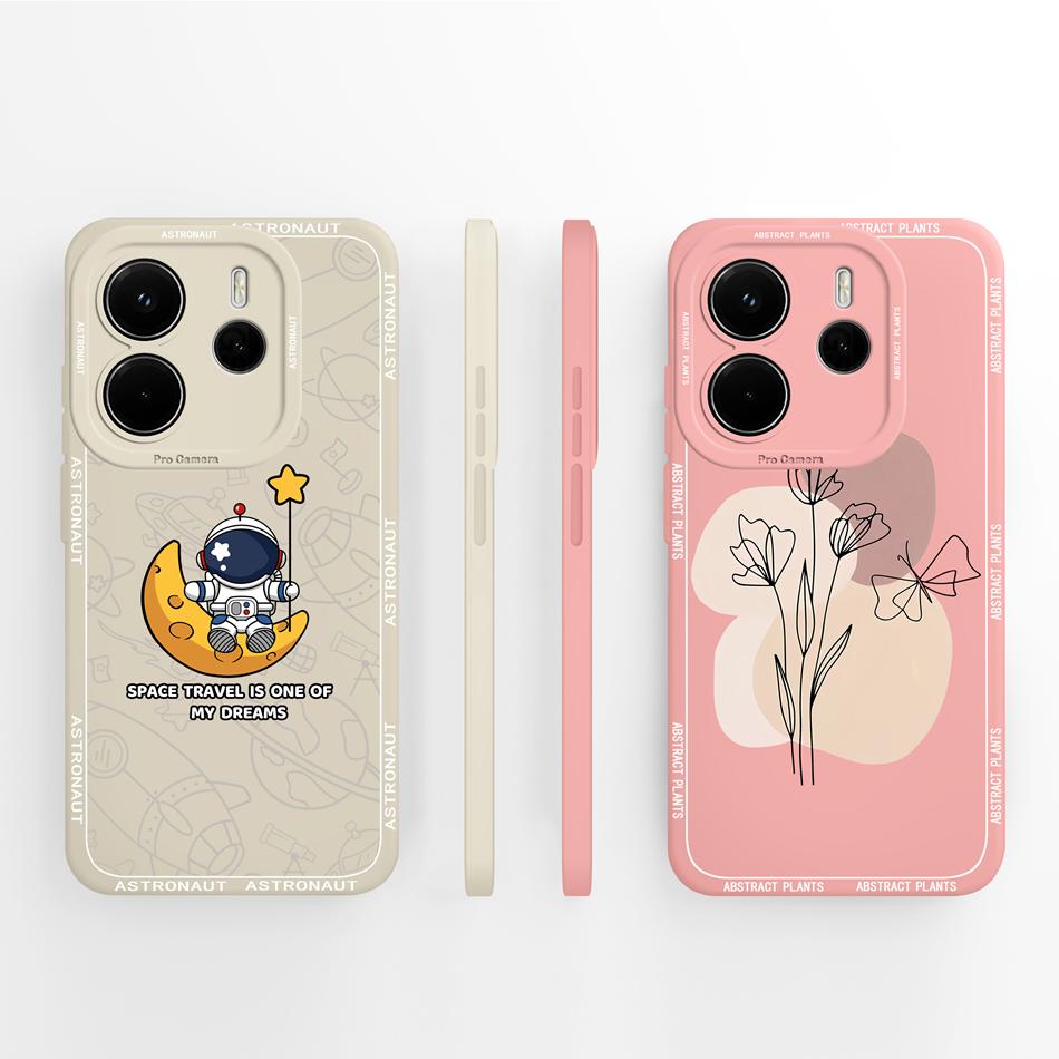 Per Custodia Telefono Redmi Note 14 4G Versione Europa Farfalla Funda Cover Posteriore Morbida in Silicone Liquido Per Protezioni Telefono Redmi Note14