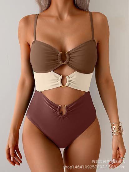 New swimsuit women's one-piece explosion sexy solid color bikini women's swimsuit