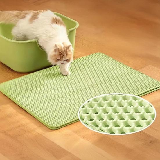 Cat Litter Box Mat Cushioned Mesh Cat Toilet Mat Cat Litter Trapping Mat Scatter Control Mat for Less Mess